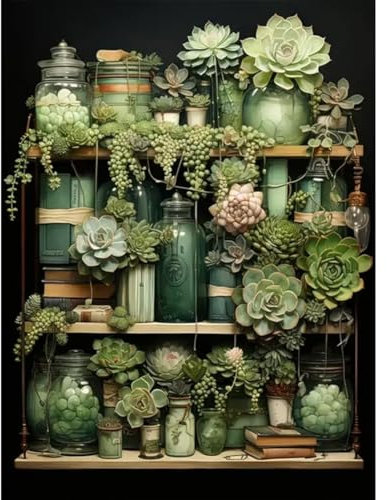 Sukkulente Diamond Painting Erwachsene-Sukkulente Diamant Painting Bilder Erwachsene, Pflanze Diamond-Painting Arts Craft für Home Wand Decor (30x40cm)