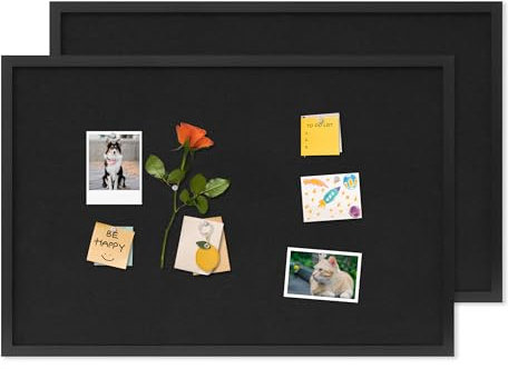 DAHAPYBOO Korktafel mit Leinen, Schwarz, 2 Stück, Pinnwand, 76,2 x 50,8 cm