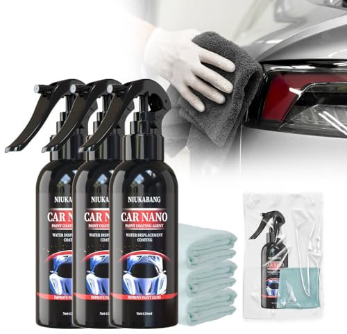 3 IN 1 Hochleistungs Schnellauto Beschichtungsspray, 2024 Neuest High Protection Fast Coated Car Nano Spray, Prämie Nano Spray Auto zum Autolack Kratzer Entfernen und Autopolitur (120ML, 3 stück)