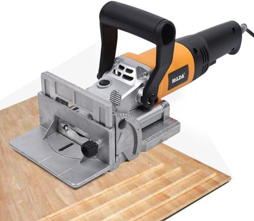 760 W Laminadora Fresadora de Lamellas, Altura Ajustable en Profundidad 11600 rpm con bolsa de polvo, ángulo de inclinación ajustable a 90 °, adecuado para carpinteros de fábrica