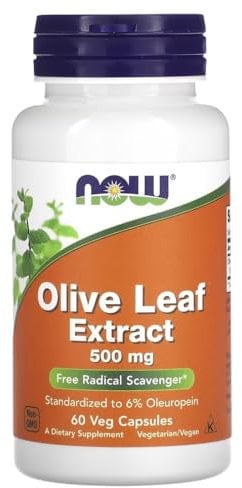 Now Foods - OLIVE LEAF EXTRACT 500 mg | Extracto de Hoja de Olivo | Apoyo Natural para el Sistema Inmunológico y Protección Antioxidante - 500mg, 60 Cápsulas