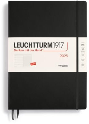 LEUCHTTURM1917 370730 Wochenkalender & Notizbuch Master (A4+) 2025, Schwarz, Englisch