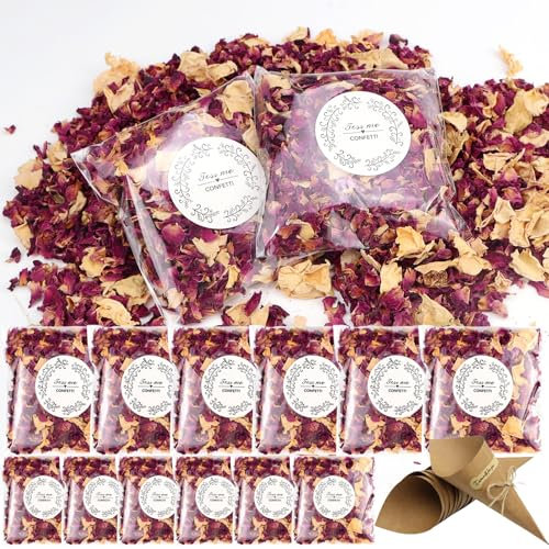 FSWWSF 12 Packungen Natürliches Blütenkonfetti Streublumen Hochzeit Getrocknet blütenkonfetti hochzeit für Hochzeitsparty Feiern e Geburtstag Party DIY