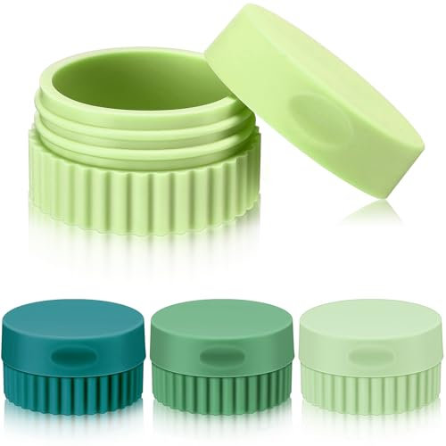 Perthlin 4 Pièces Recipient de Voyage pour Articles de Toilette Petits Pots de Crème en Gel de Silice 0,68 Once Étanches Flacon de Format Voyage avec Couvercle pour Cosmétique(Couleur Verte)