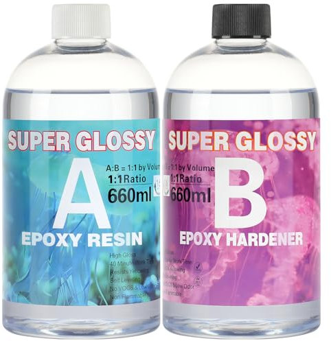 1320ml Resine Epoxy Transparente Kit Complet,1: 1 Ratio Transparent Résine époxy Cristalline pour Moulage et Revêtement, Dessus de Table, Fabrication de Bijoux et Décoration Artisanale