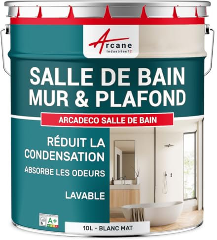 Peinture salle de bain, mur et plafond, condensation - 10 L Blanc - ARCANE INDUSTRIES