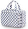 Narwey Kulturbeutel Damen Kulturtasche zum Aufhängen Waschtasche Kosmetiktasche Groß Waschbeutel Kosmetik-Organizer für Damen Mädchen(Graublaues Schachbrett(Groß))
