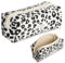 ICKEYOU Mäppchen Cord-Stoff Mädchen Teenager Stiftetasche Stiftemappe Pencil Case Federtasche Schreibwaren Organizer Tasche Große Speicherkapazität Federmäppchen für Schule Büro(Weiß Leopardenmuster)