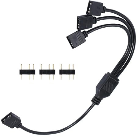 Generic ARGB Splitter Cable 5V 3Pin Addressable RGB 1 to 3 Splitter Cable with Male Pins for Computer Chassis, CPU Cooler and 5V ARGB Fan