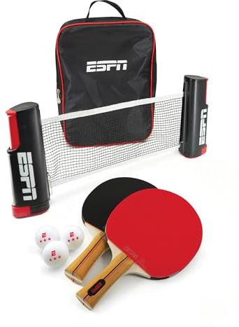 ESPN Ping Pong Set Includes 3 Ping Pong Balls, 2 Paddles, Portable Ping Pong Net and Travel Case, Table Tennis Ideal for Kids Games, Family Games, and Game Night