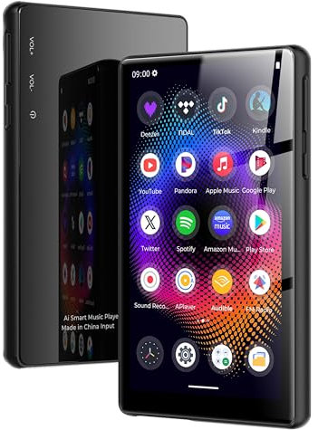 128 GB MP3 Player with Bluetooth and WiFi, Music Video Player with Spotify Pandora, Amazon Music, 5 Inch Touchscreen Android MP4 MP3 Player for Children with Audible, YouTube, Spotify Kids, up to 256