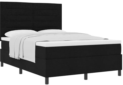 vidaXL Bettgestell mit Matratze Schwarz Stoff 140 x 200 cm