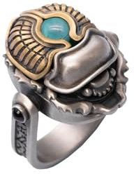 COPPERTIST.WU Skarabäus Ring Vintage Käfer Ring 208 Türkis Energie Stein Ägyptischer Schmuck Geschenk für Männer Frauen,Messing&Weiß Bronze (54)