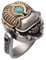 COPPERTIST.WU Skarabäus Ring Vintage Käfer Ring 208 Türkis Energie Stein Ägyptischer Schmuck Geschenk für Männer Frauen,Messing&Weiß Bronze (54)