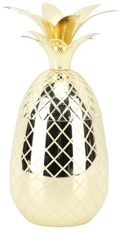 QANYEGN Pineapple Cup with Lid 500ml, Pineapple Drink Tumbler, Stainless Steel Cocktail Shaker Pineapple Shape Suitable for Bar Party (Gold)