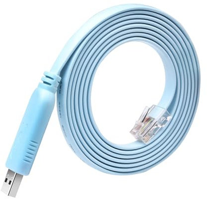 Kmuqshy 1.8M/5.9FT Cisco Console Cable, Console Cable RJ45 to USB, FTDI RS232 Rollover Adapter Compatible with Juniper, and Other Network Devices, Works with Windows 10/8/Vista, Mac, Linux, Blue