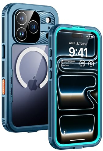 Lanhiem für iPhone 17 Pro Max Hülle, IP68 Wasserdicht [Kompatibel mit Magsafe] 360 Grad Handyhülle iPhone 17 Pro Max Magnetisch Panzerhülle Outdoor Stoßfest Schutzhülle mit Displayschutz, Blau