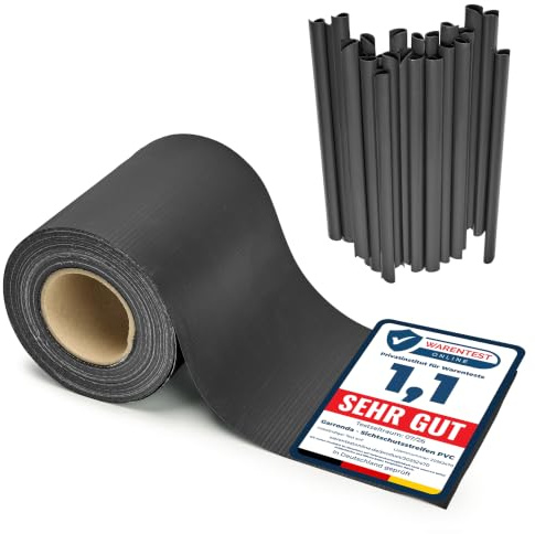 Garronda Strisce frangivista in PVC 19 x 35 cm con Clip di Fissaggio, Ombreggiante per Recinzione da Recinzione Giardino e ringhiera Balcone, Schermo Privacy Esterno GD-0173 Antracite RAL7016 | Strisce oscuranti per recinzioni esterne, con 30 clip, compatibili con pannelli a doppio filo e guardia, antracite RAL7016