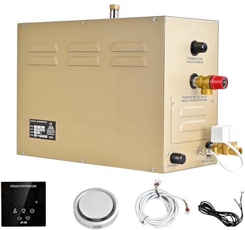 ByBoDi Dampfbadgenerator für Zuhause, Dampfduschen-Generator-Set, 35–55 °C, 30 Minuten bis 12 Stunden Laufzeit mit automatischer Entleerung für Bad, Sauna, Spa und Badezimmer 6KW