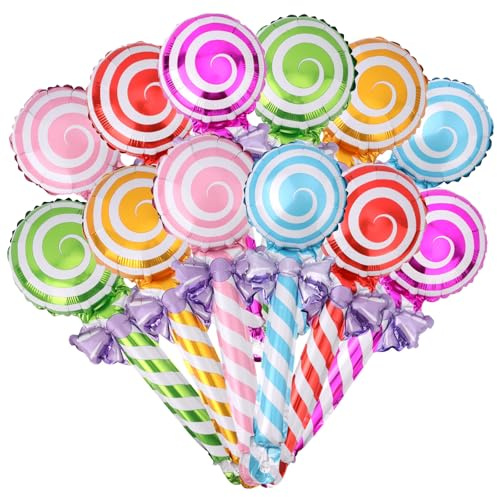 12stk Bonbonförmige Ballons, 6 Farben Dekorationen Party Feiertags | Geeignet für Weihnachts- und Geburtstagsfeiern Riesige Aufblasbare Lutscher und Hochzeitsartikel