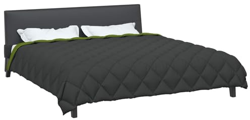 vidaXL Winterbettdecke 220 x 240 cm 450 g/m² Grün und Anthrazit