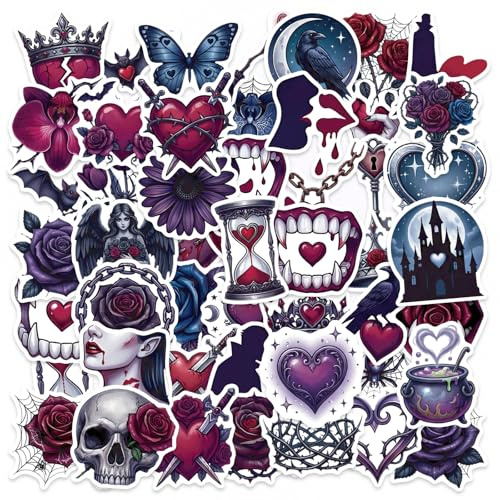 EUFFO Graffiti Gotik Aufkleber für Erwachsene, 50 Stück Wasserfeste Horror Stickers für Skateboard Fahrrad Motorrad Helm Laptop Kindle Koffer Scrapbook Journal