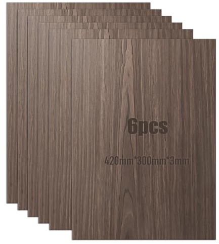 Scettar Sperrholzplatte 3mm A3, 6 Stück walnussholz Holzplatte 420x300mm, Stabil und Formstabil, Zuschnitt nach Maß für Laser, CNC, Laubsäge, Gravur, Basteln, Modellbau