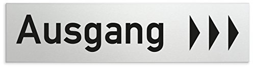 Türschilder24 Schild/Türschild 160 x 40 x 1,5 mm - Aluminium Vollmaterial eloxiert - Oberfläche in geschliffener Edelstahloptik - 100% Made in Germany (Ausgang + Richtungspfeil rechts B)