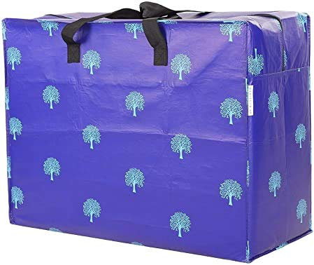 Sorti 2 x Enormous Jumbo XL Clothing Toys Home Laundry Storage Bag Made From Recycled Material. Blue Tree Pattern Bag. 127 Litres. 54 x 74 x 32 cm. (Two Pieces)
