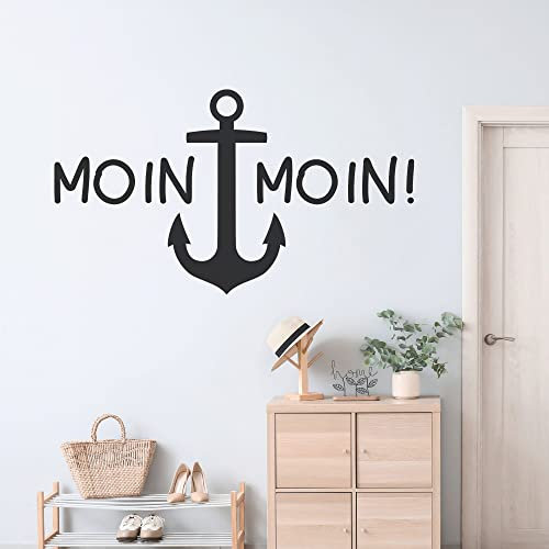 GRAZDesign Wandtattoo Moin Moin mit Anker Wohnzimmer Flur Diele selbstklebend - 70x40cm / 056 lichtblau