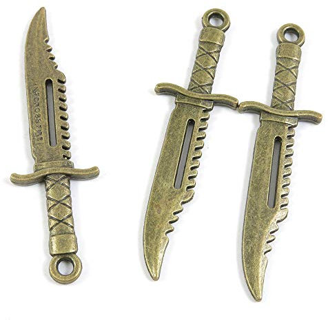 Schmuckanhänger L2WB3C Messer-Dolch, Antik-Bronze, 100 Stück