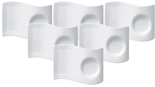 Villeroy & Boch - NewWave Caffè Unterteller Partyplate, 20 x 14 cm, Premium Porzellan, Weiß, 6er Set