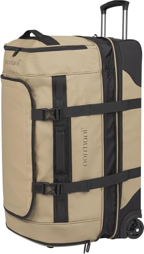 normani XXL Reisetasche 100-120 Liter 2-Rad Trolley groß Weichgepäck Travel Bag mit Rollen und 8 Fächern – erweiterbare Rolltasche 75x37x36-43 cm Beige 120 Liter