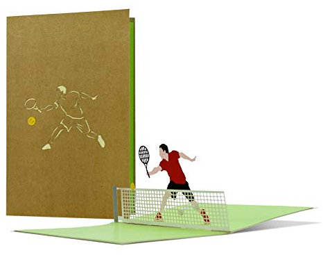 Diese-Klappkarten Pop-up Karte Gutschein oder Geburtstag - 3D Tennis - Geschenkgutschein für Tenniszubehör oder Tennisstunden - lustige Geschenkidee