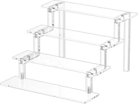 WINKINE 3-stufiges transparentes Acryl-Regal für Amiibo Funko Pop-Figuren, 3-stöckiges Acryl-Display für Dekoration und Organizer 9x6 inch farblos