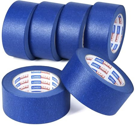 ADHES ruban de masquage de peinture Bleu Ruban Adhésif ANTI-Upour Décoration, Étiquetage, Peinture,Intérieur et Extérieur,48mm x 55m,Lot de 6 rouleaux