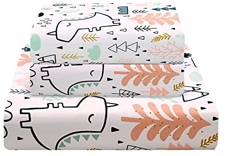 JSD Unicorn Tree Kinder-Bettwäsche-Set, volle Größe, 4-teilig, bedruckte Mikrofaser, tiefe Taschen
