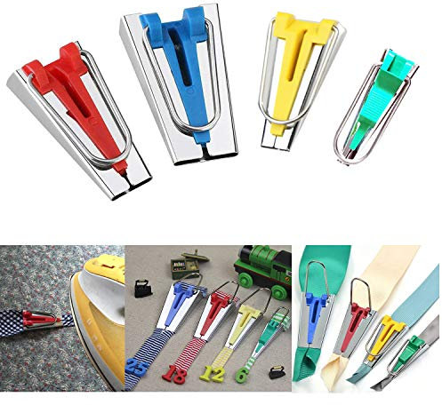 Dartue 4pcs Schrägbandformer Schrägband Werkzeug Nähbedarf Nähzubehör Set für Nähmaschine 6mm,12mm,18mm,25mm Tape Maker Set
