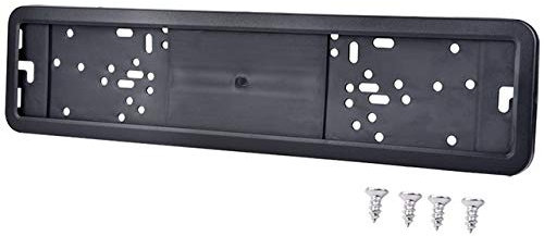 HHF Aufkleber 1pcs Silikon-Nummernschildrahmen Edelstahl-Auto-Kfz-Kennzeichen-Feld Nummernschildhalter mit 4 Schrauben (Farbe : Schwarz)