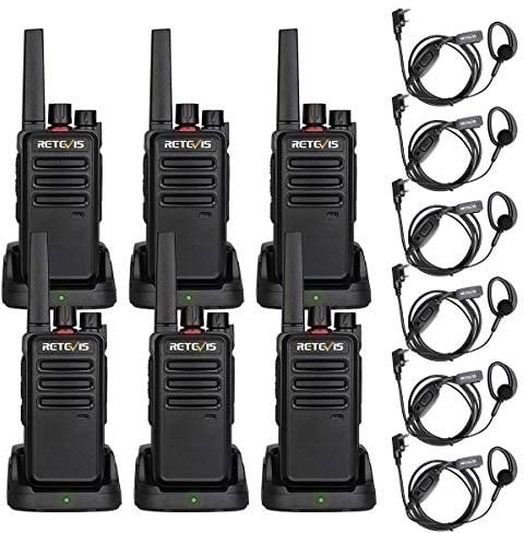 Retevis RT668 2 Way Radios Long Range, Dustproof Professional Walkie Talkies for Adult, PMR446 License-free, Hand Free Walkie Talkies With Earpieces for Manufacturer,Warehouse,school(Black, 6Pcs)