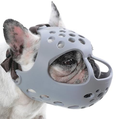 BARKLESS Maulkorb für Hunde mit kurzer Schnauze, weiches Silikon, flach, für Französische Bulldogge, Shih Tzu und Mops, zum Beißen, Kauen, Lecken und Pflegen, ermöglicht Hecheln