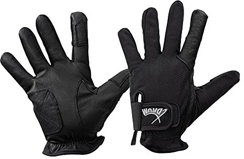 XDrum DGL-5F Schlagzeug Handschuhe Größe L 3X Set - Drummer Handschuhe für Herren - Mit Langen Fingern - aus weichem Leder - Mesh Außenseite - Schwarz