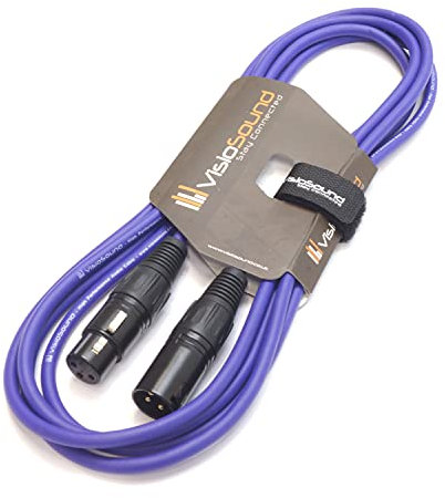 VisioSound Premium Microphone Lead Male XLR to Female XLR/Pro Noiseless Balanced Cable (3m, Indigo)
