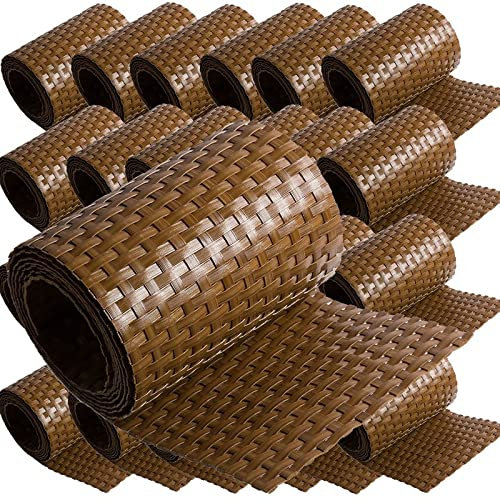 25 x Poly-Rattan Sichtschutzstreifen für Doppelstabzaun Doppelstab Matten Flechtzaun 19|255 cm Hellbraun