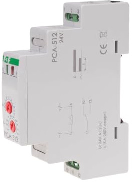 Zeitrelais 1P 10A 0,1sek-576h 24V AC/DC verzögert Abschaltung PCA-512-24V f&f 5908312595571