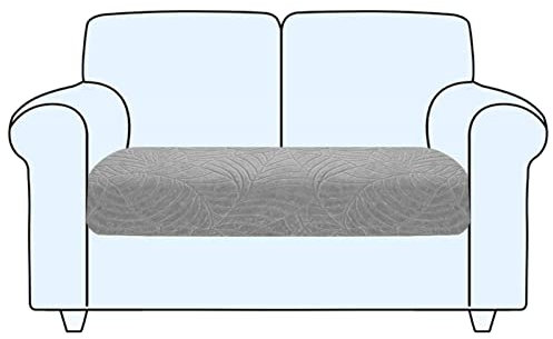 SHUOJIA Sofa Sitzkissenbezug, Sofa Sitzkissenbezug Stretch,Husse Überzug Bezug Für Sofa Sitzkissen, rutschfest Stoff Europäisches Muster (Light Grey,Large-2-Seater)