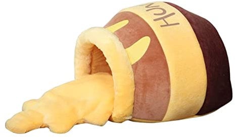 MagiDeal Pot Cat Bed for Indoor Cats Warm Cartoon House Cave Soft Kitten Bed Removable and Washable Cushion, Honey pot