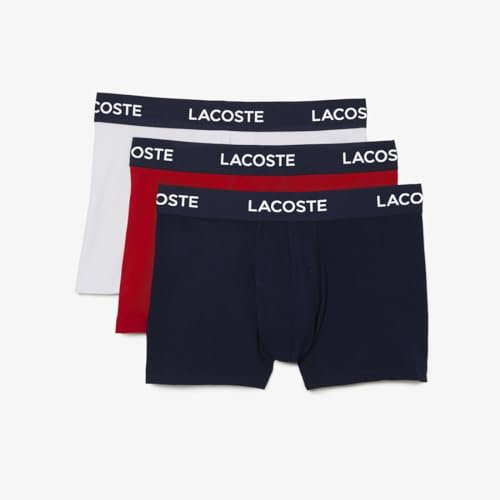 Lacoste Boxer Homme - Lot de 3 , Navy Blue/White-red, L