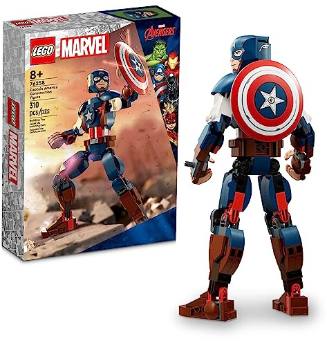 LEGO Marvel Captain America Construction Figure 76258 Buildable Marvel Action Figure, Posable Marvel Collectible with Attachable Shield for Play and Display, Avengers Toy for Boys and Girls Ages 8-12