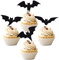 Crseniny 24 Stück Halloween Fledermaus Cupcake Topper Schwarz Glitzer